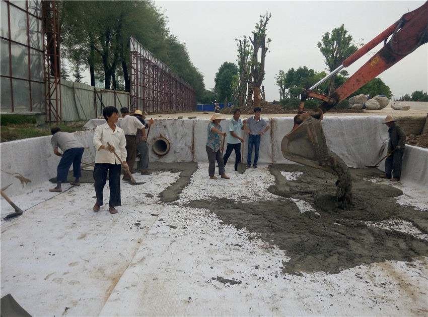 钠基膨润土防水毯成就人工湖内花美鱼肥